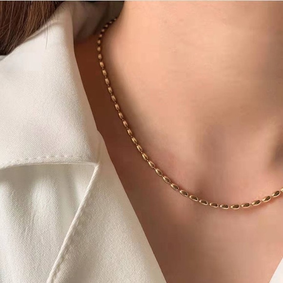 Jewelry - Gold Thin Simple Beaded Chain Necklace